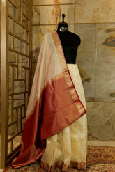 Pearl White Pure Silk Kanjivaram Saree